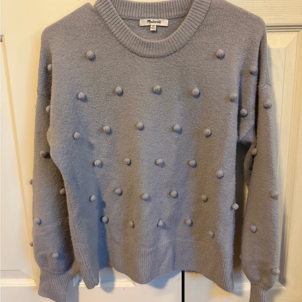 Madewell Pom-Pom Detail Gray Sweater